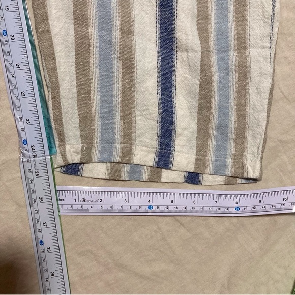 da-sh Women's Striped Linen & Rayon Pants - Blue, Tan, White - Picture 5 of 9